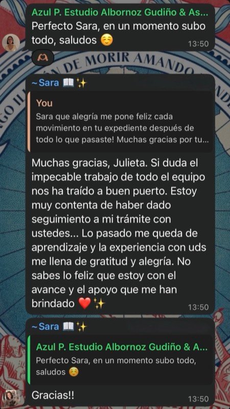 Sara — Argentine citizen, grateful for the team's follow-through