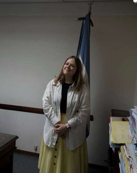 Ready for her hearing at the federal court